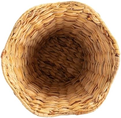Household Essentials Woven Wastebin with Scalloped Edge, Natural