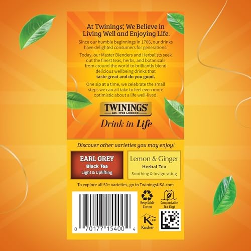 Twinings Lady Grey Black Citrus Tea Bags, 20 CT Box (6 Pack)