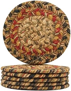 Homespice Kingston Braided Coasters for Country Decor, Round 4" Set of 6