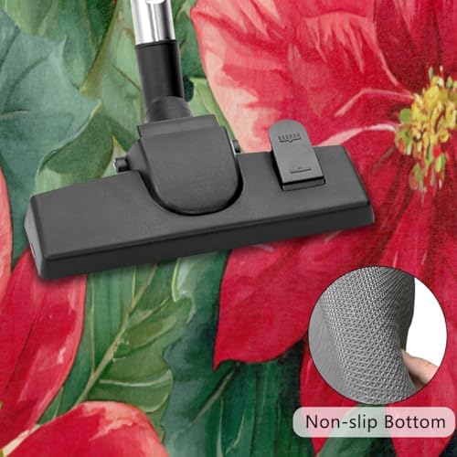 Pardick Christmas Poinsettia Half Round Door Mat, Non-Slip Welcome Indoor Entrance Way Rug Semi Circle Front Doormats Washable Bathroom Kitchen Floor Mat, Outdoor Rugs for Garage, Patio, Hearth Rug