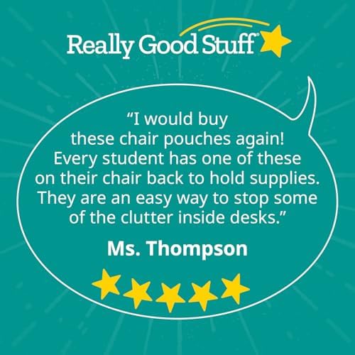 Really Good Stuff Deluxe Chair Pockets with Pencil Case, 6-Pack, Blue