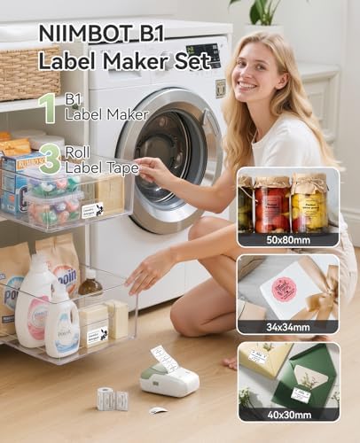 NIIMBOT B1 Label Maker Machine with 3 Tapes, 2Inch Thermal Label Printer