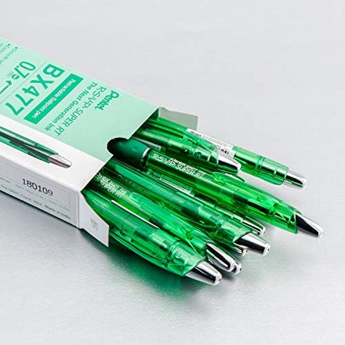 Pentel RSVP Super RT Ballpoint Pen, (0.7mm) Fine Line, Green Ink, Box of 12 (BX477-D)
