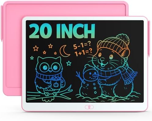 Bravokids 20 Inch LCD Writing Tablet for 3-8 Year Olds - Electronic Drawing Pad and Doodle Board as Educational Birthday Gifts for Girls and Boys (Pink)