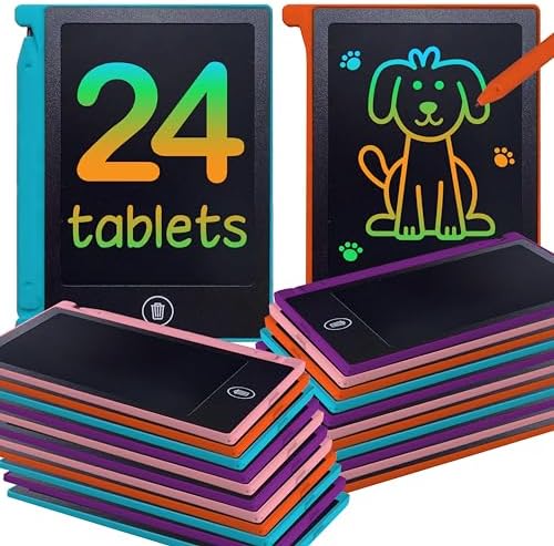 Playtapus Mini LCD Writing Tablet for Kids, 24 Pack – 4.5" Reusable Doodle Boards, Non-Candy Party Favors, Goodie Bag Fillers, Classroom Prizes, Screen-Free Travel Toys for Boys & Girls Ages 3-8