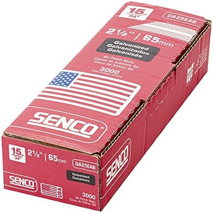 SENCO DA25EAB 15 Gauge by 2-1/2 inch Length Galvanized Finishing Nails, Hardware (3,000 per box)