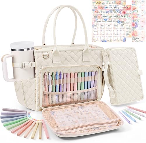 Large Bible Bag with Bible Cover Case for Women, Quilted Church Tote Bag