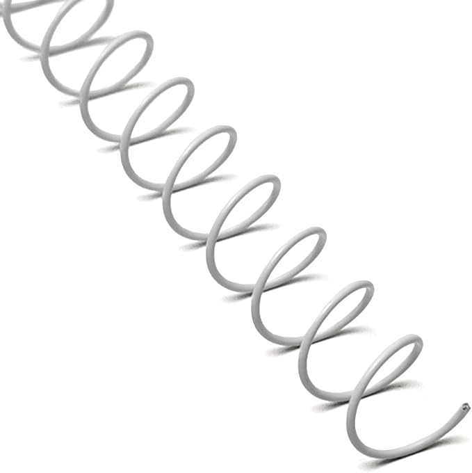 RAYSON 11.1mm Spiral Wire Coil Binding, 3:1 Pitch, 7/16" Metal Spiral Binding Coils 80 Sheets Capacity, White Color & Pack of 100