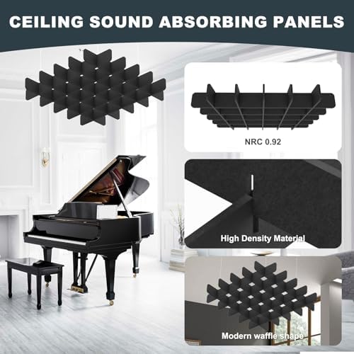 Acoustic Ceiling Panels Sound Absorbing Panels, Square Black