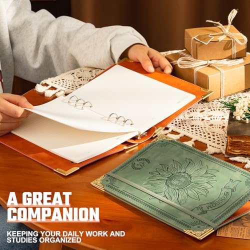 Ovesmusl Sunflower PU Leather A5 Binder 6 Ring Refillable Journal Cover