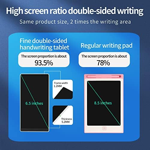 Mini LCD Writing Tablet 2 Sides Screen Erasable Reusable 6.5inch and 6inch Electronic Drawing Pads Portable Digital Scratchpad for Adults Kids Home Office (Black)