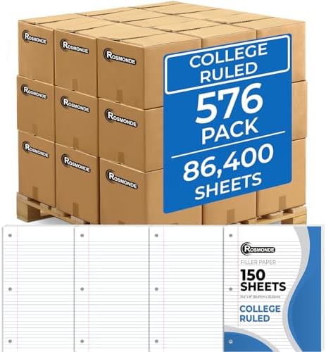 Rosmonde 86400 Sheets(Pallet) Loose Leaf Paper Bulk, 576 Pack,College Ruled