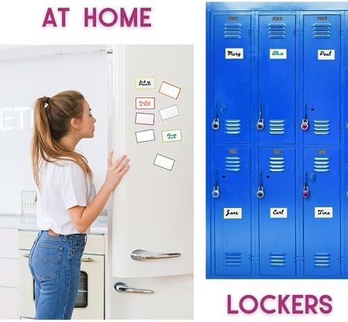 Availey 32 Pieces (3 x 5) - Colored Border Magnetic Dry Erase Labels - Reusable Strips for Classroom Home Office Garage Refrigerator Blank Writable Erasable Cards Name Tags Students Locker Shelf