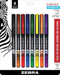 Zebra Pen SARASA Fineliner Pen, Assorted Ink, 0.8mm, 8-Pack