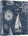 Navy Blue Nautical Theme 3 Ring Binder 1.5 Inch Decorative Hardcover File Folder for School Office Papers Portfolio Planner Organizer Recipe Binders 1 Pc