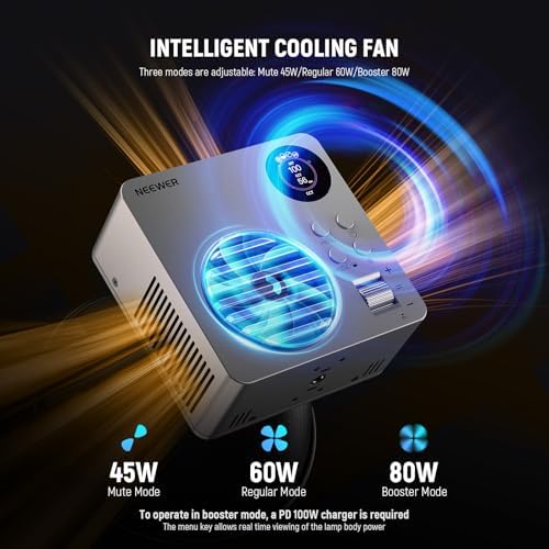 NEEWER 80W LED Video Light with 72Wh Battery/100W PD Fast Charging APP/2.4G Control Portable Bi Color Mini COB Studio Continuous Output Lighting 26500lx/1m 2700-6500K Dimmable CRI95+ 13 Scenes, HB80B