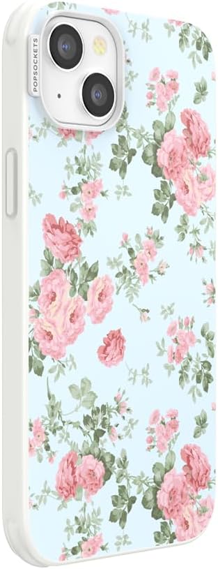 PopSockets iPhone 14 Plus Phone Case with MagSafe- Cottage Tutu Blue | Magnetic, Wireless Charging, Camera & Drop Protection, Light Blue, Baby, Flower, Floral