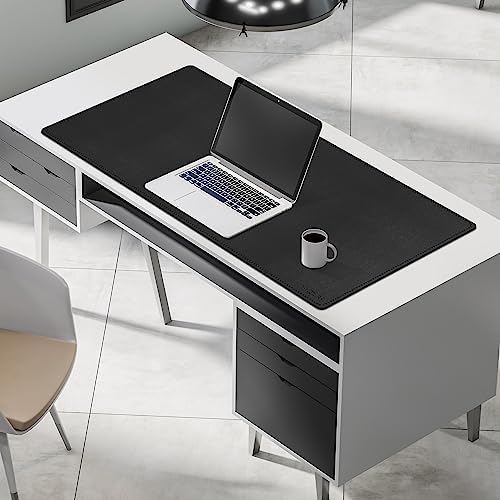 Mydours 40" x 20" Extra Large Desk Mat, PU Leather & Cork Desk Pad, Black