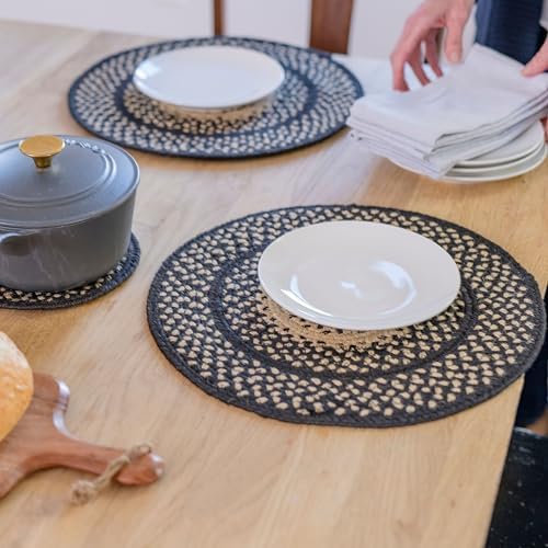 Homespice Manchester Jute Braided Placemats, Round 15" Set of 2