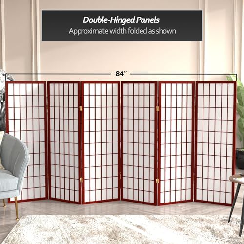 4 ft. Short Window Pane Shoji Screen - Rosewood - 6 Panels