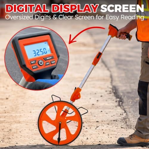 Zozen Measuring Wheel Digital Display, Imperial/Metric,12.5” Orange Roller