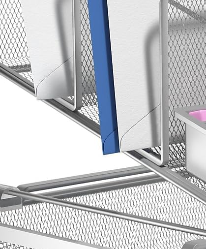 TRU RED All‑In‑One Wire Mesh Desk Organizer, 10‑Compartment, Silver, 2‑Pack – Desktop Storage for Office & Home Use