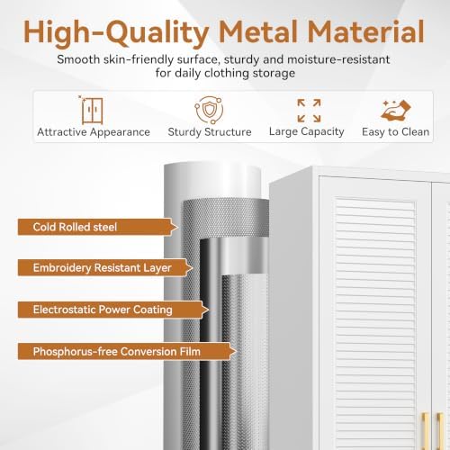 Polup Metal Armoire Wardrobe Closet with Doors, 71" Tall Wardrobe Cabinet