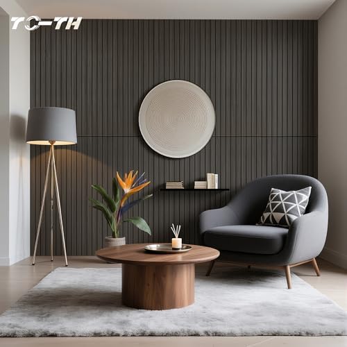 TO-TH Acoustic Panels Wood Look Noise Dampening Panel 4 Pack, Rustic Walnut
