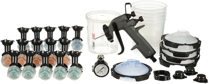 3M Performance Spray Gun Starter Kit, 26778 | Includes PPS 2.0 Paint Spray Cup System, 15 Repl. Gravity HVLP Atomizing Heads; Air Control Valve