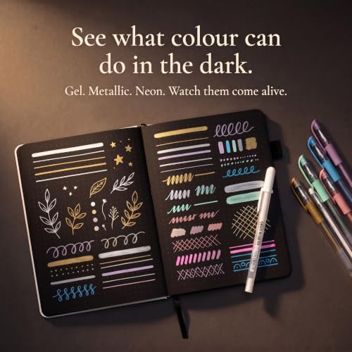 Scribbles That Matter Black Paper Bullet Dotted Journal Notebook | A5 Starry Night Free white gel pen | 160gsm Blackout no-bleed dot grid paper | For Men and Women | 5.75 x 8.5 in | Black