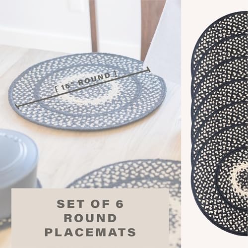 Homespice Manchester Jute Braided Placemats, Round 15" Set of 6