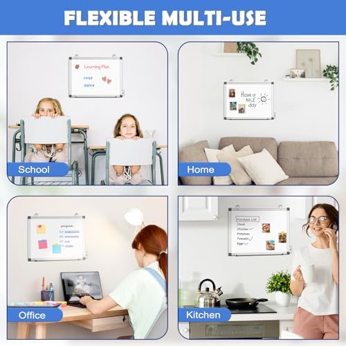 Double-Sided White Board Dry Erase Magnetic Whiteboard Wall 16x12 Silver