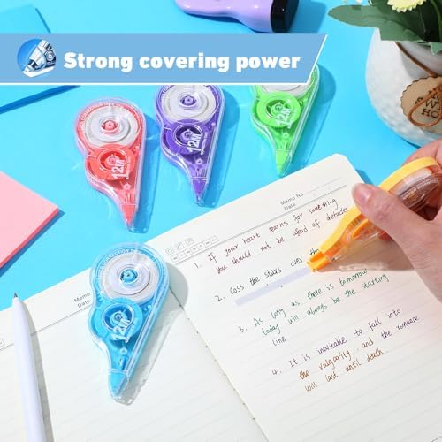 AmazingSpark 100 Pcs Correction Tape Bulk 39.4 ft White Wrong out Tear-resistant Instant Corrections Easy to Use Applicator for School, Office, Note Taking, Journal, Tape Width 0.2in(5 Macaron Colors)
