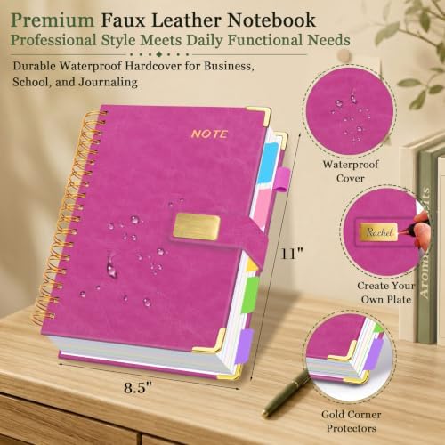 5 Subject Spiral Notebook with Pockets Dividers, 8.5''x11'' 300 Pages