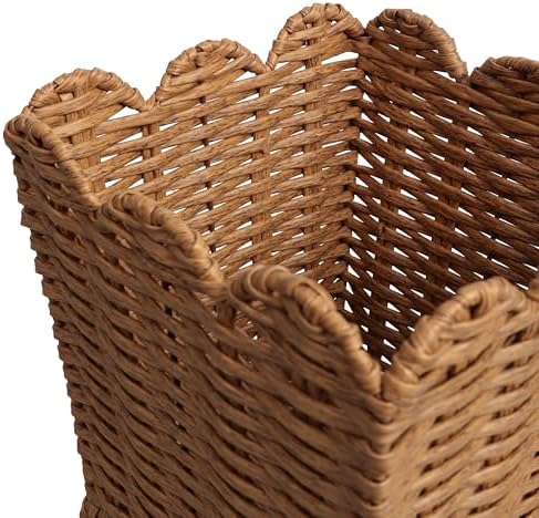 happimess Silas 3.3 Gal Square Wicker Resin Wastebasket, Natural, Set of 2