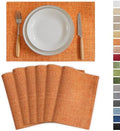 Demetex Orange Placemats Set of 6 Fall Linen Place Mats Modern Washable Table Plate Mats for Dinner Banquet Buffet Restaurant Dining Room, 13x19 inch, Orange
