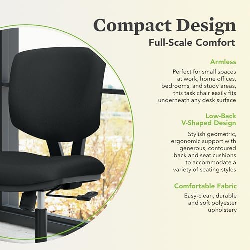 HON Volt Ergonomic Office Chair, Armless, Office Desk Computer Chair, Black