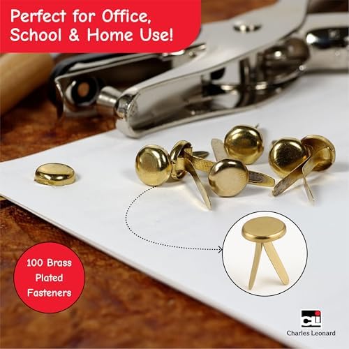 Charles Leonard Fasteners, Round Head, Brass Plated, 1/2 Inch Shank, 8 MM Head, 100-Pack (2R-BP)