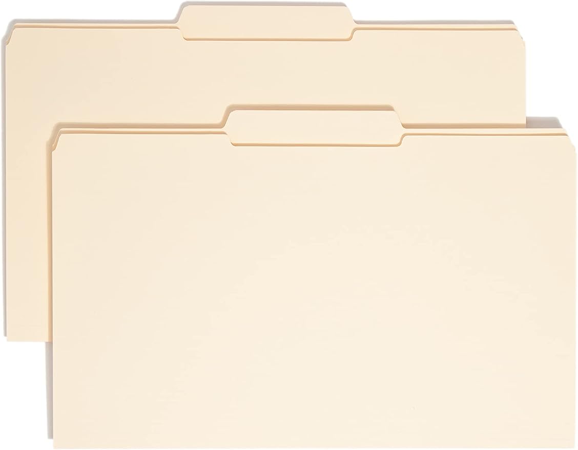 Smead File Folder, Reinforced 1/3-Cut Tab, Center Position, Legal Size, Manila, 100 per Box (15336)