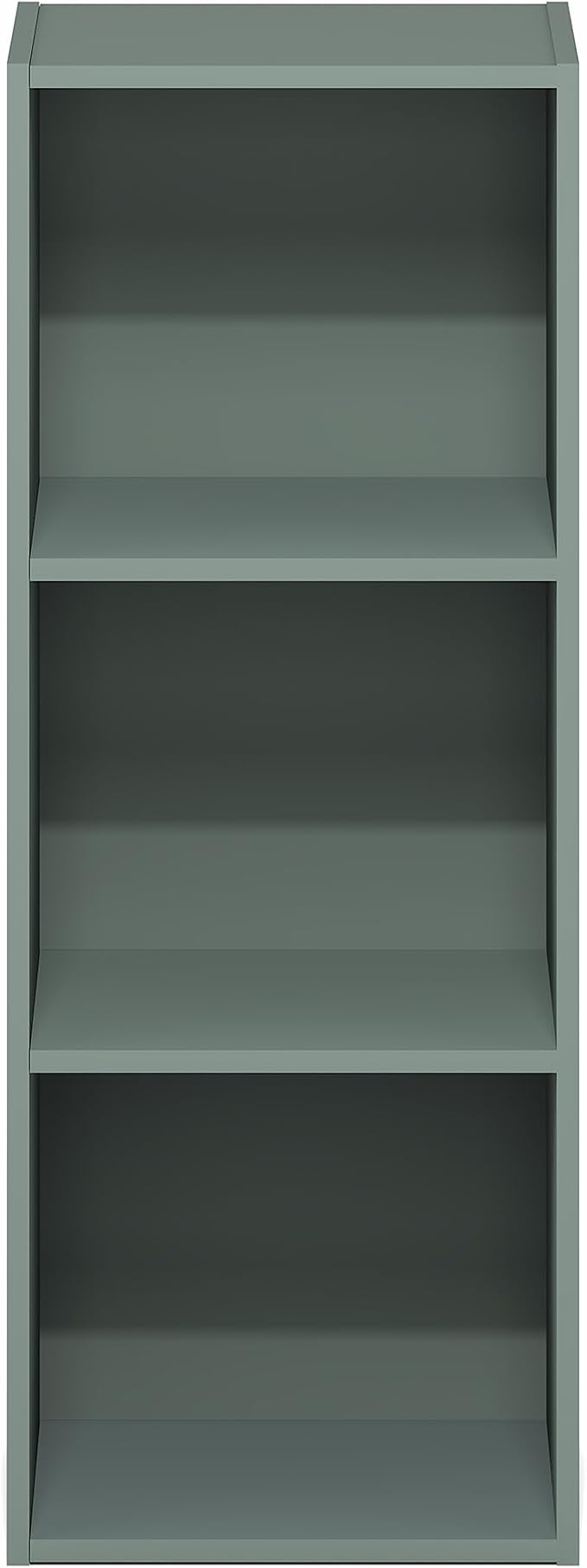 Furinno LUDER Book Shelf, 3-Cube Bookshelf, Bookcase with Open Shelves, 9.3 x 12 x 31.5, Easy Assembly, for Living Room, Bedroom, Home Office, Sage Green