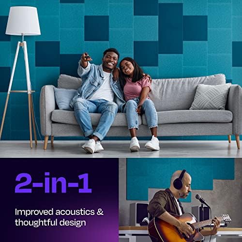 Acoustic Panels 12-Pack Soundproof Wall Panels 12"X12"X0.4" Sound Panels High Density Sound Dampening Panels - [Light Turquoise Square]