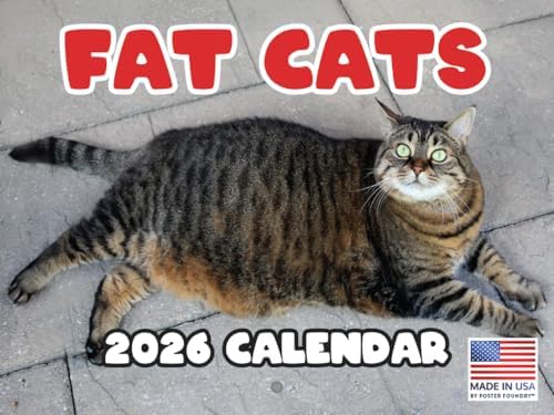 Fat Cat Calendar 2026 Monthly Wall Calender 12 Month | American Made In The USA
