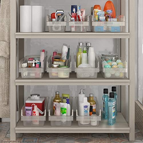 Akro-Mils 30094 Plastic Nesting ShelfMax Storage Bin Box, (24-Inch x 6-Inch x 6-Inch), Clear, (10-Pack)