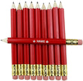 EZPENCILS & GIFTS - Golf Pencils Tipped with Eraser (1/2 a Pencil - Pew Pencils) - Red Colored Barrel - FREE-PERSONALIZATION - 2HB Black Lead - Custom Text - Non-Smear Eraser – Package of 90