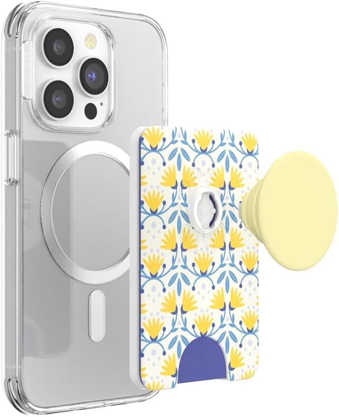 PopSockets Adhesive Phone Wallet with Grip- Tea Towel | PopWallet, Holds 3-5 Cards, Swappable Top, Kickstand, Blue, Light Blue, Baby