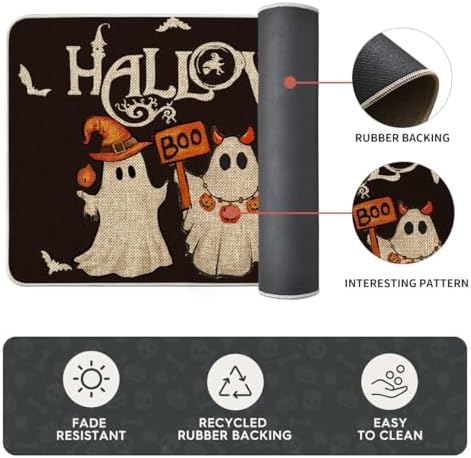 Artoid Mode Ghost Bat Black Halloween Kitchen Mats Set of 2-17x29+17x47