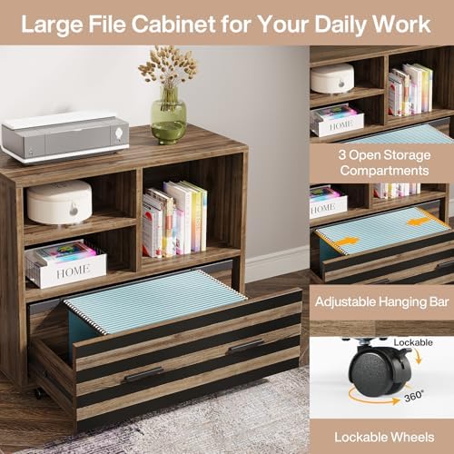 Tribesigns 62.2" L-Shaped Executive Desk with Mobile File Cabinet