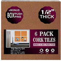 Cork Board Tiles 12"x12" - 1/2" Thick - 6 Pack Cork Tiles - Bulletin Board - Mini Wall (6pack) (6pack 30.5 * 30.5 * 1.2)