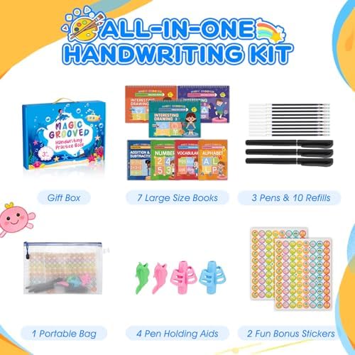 Magic Grooved Writing Practice for Kids Ages 3-5 5-8, Grooved Writing Books