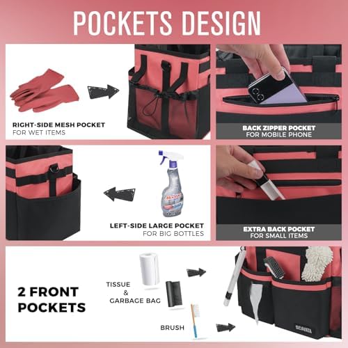 SCAVATA Compact Wearable Cleaning Caddy with Handle & Shoulder Straps